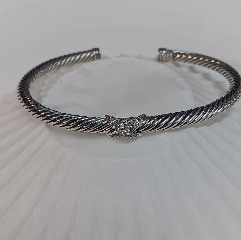 David Yurman X Classic Cable Bracelet With Diamonds